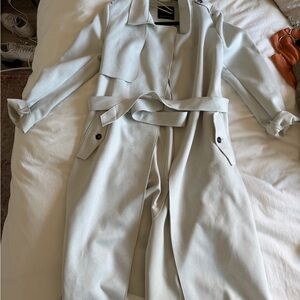Zara Light Gray Trench-Style Jumpsuit